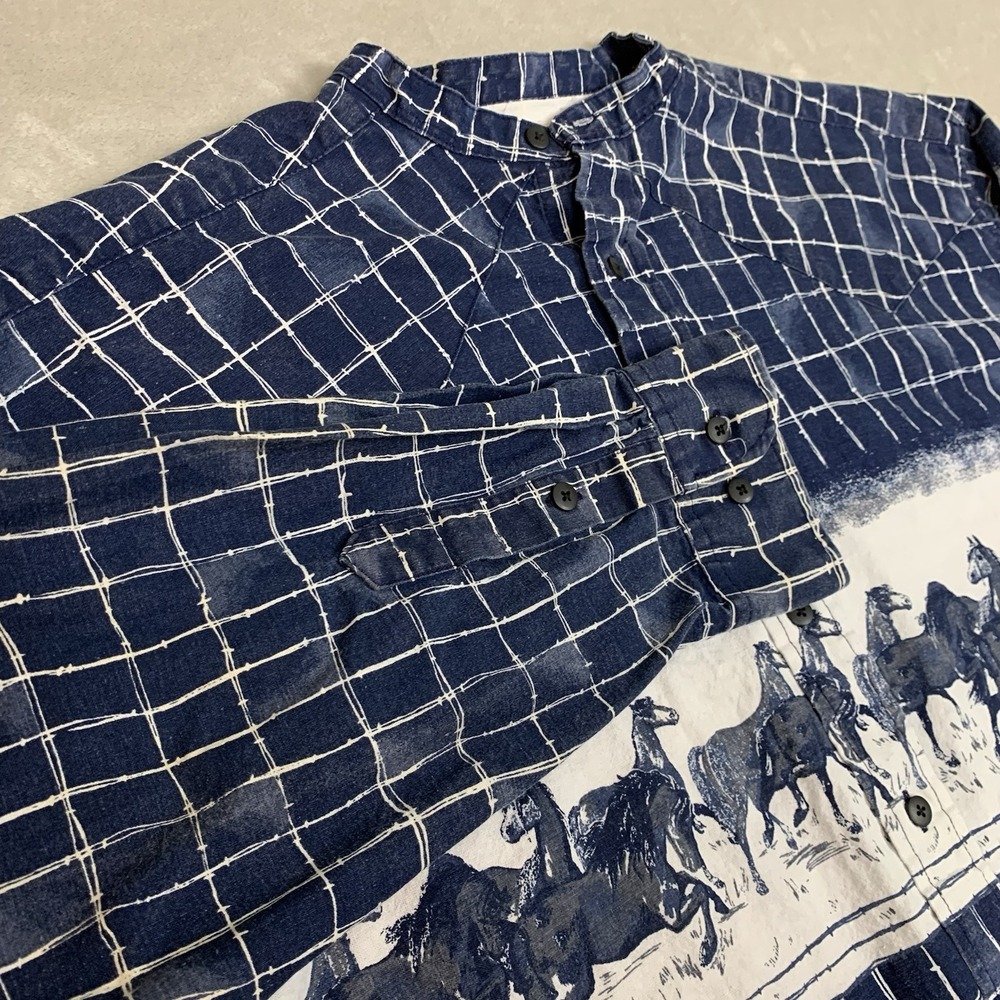 Vintage Western Plains Trading Co Shirt Mens XL Button Up Western Wild Horses